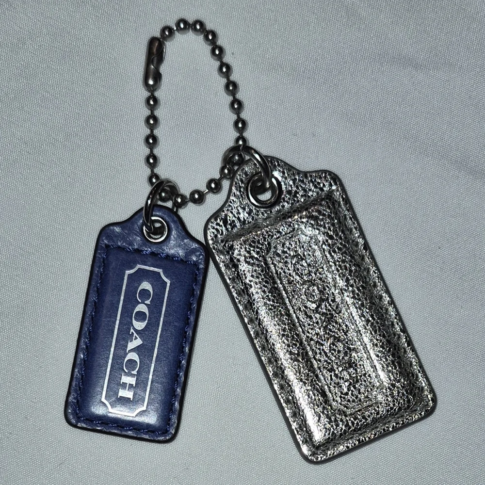 Coach Blue and Silver Leather Hangtags Set - Picture 1 of 4